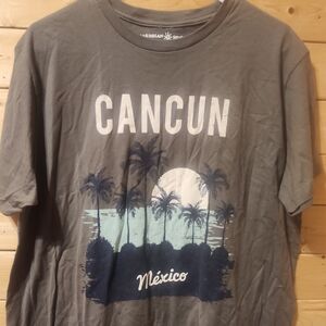 Cancun Mexico Graphic Tee - Gray Size XL Carbbian Side 100% Cotton